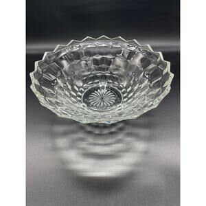 Colony Whitehall Clear 3 Footed Bowl Indiana Glass Cube Pattern